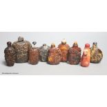 A collection of Chinese horn, tortoiseshell and coral etc. snuff bottles