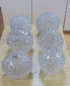 A collection of circular cut glass table lamp shades (6)