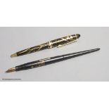 A Japanese lacquer maki-e dip style fountain pen with Dunhill Namiki nib, and a maki-e ballpoint
