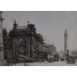 Francis Dodd (1874-1949), etching, Duke of York's Column, Waterloo Place /Lower Regent Street