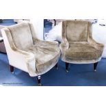 A pair of George III style pale grey velvet upholstery armchairsProvenance - a country estate near