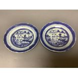 A pair of 19th century Chinese blue and white plates, 18.5cm