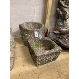 Two reconstituted stone garden planters, largest 36cm