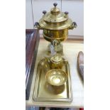 A Russian brass samovar and other brassware