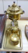 A Russian brass samovar and other brassware