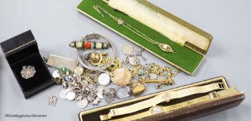 A small quantity of jewellery and watches including silver pendant, silver bracelet, two gold