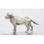 A modern free standing silver miniature model of a dog, C.F.H & Co, London, 1994, height 76mm, 243