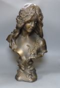 An Art Nouveau style composition bust of a girl, height 60cm