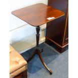 A Regency style mahogany tripod wine table, 42.5 cm wide, 38.5 cm deep, 72.5 cm high, stamped