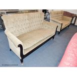 A pair of George IV style mahogany button back sofas, 181 cm wideProvenance - a country estate near