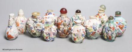 A collection of Chinese twelve famille rose snuff bottles