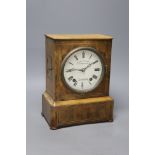 A 19th century Camerer, Kuss Tritschler & Co brass inlaid walnut mantel clock, with key and