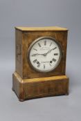 A 19th century Camerer, Kuss Tritschler & Co brass inlaid walnut mantel clock, with key and