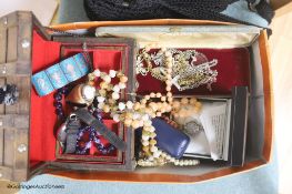 A mixed collection of vintage costume, silver and other jewellery, mixed wristwatches, yellow metal