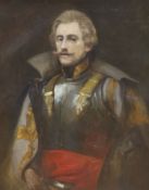 English School, oil on canvas, Portrait of a gentleman in armour, indistinctly inscribed and dated