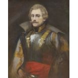 English School, oil on canvas, Portrait of a gentleman in armour, indistinctly inscribed and dated