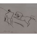 A. Lesoillots, etching, Horse and trainer, signed in pencil, 12/50, overall 48 x 33cm