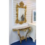 A 19th century rococo revival giltwood console table, 95cm wide, 86.5cm high and a similar later