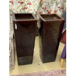 A pair of large brown glazed pottery garden planters, height 90cm