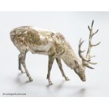 A modern free standing silver miniature model of a stag, C.F.H & Co, London, 1993, height 75mm, 195