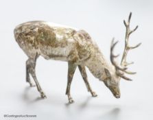 A modern free standing silver miniature model of a stag, C.F.H & Co, London, 1993, height 75mm, 195