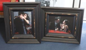 Fabian Perez, two hand embellished giclee canvases, The Embrace III, 22/195 & El Verso IV, 40/195,