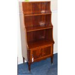 A Sheraton revival inlaid mahogany waterfall bookcase, 114.5 cm height, 51 cm wide, 30.5 cm
