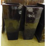 A pair of large brown glazed pottery garden planters, height 91cm