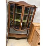 An Edwardian inlaid mahogany bow-fronted display cabinet, width 91cm, depth 40cm, height 166cm