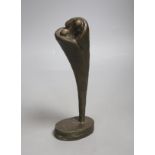 A Henry Moore style abstract figural bronze, indistinctly signed and dated, height 23cm