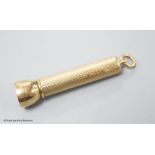 A George V 9ct gold cased cigar piercer by Sampson Mordan & Co, 61mm, gross 14.7 grams.