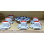 A Poole pottery dish and a set of six Broadhurst Harlem cup, saucers and plates