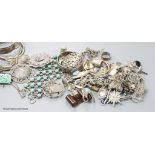 Assorted mainly silver and white metal jewellery.