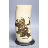 A Japanese Meiji period Shibayama ivory tusk vase, 28cm