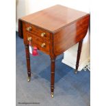 A George IV ebony strung mahogany Pembroke work table, 81 cm wide when open, 70.5 cm high, 52.5 cm