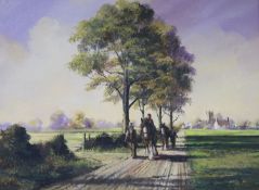 Alan King, oil on canvas, 'Journey Home, Thorne End, Wiltshire', signed, 29 x 39cm