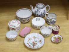 A small collection of English and Continental ceramics, including two 18th century tea bowlswith