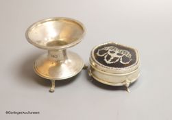 A George V novelty silver salt, modelled a s a font, with engraved inscription relating to the