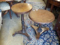 A William IV rosewood circular occasional table and another similar, larger 53cm diameter, height