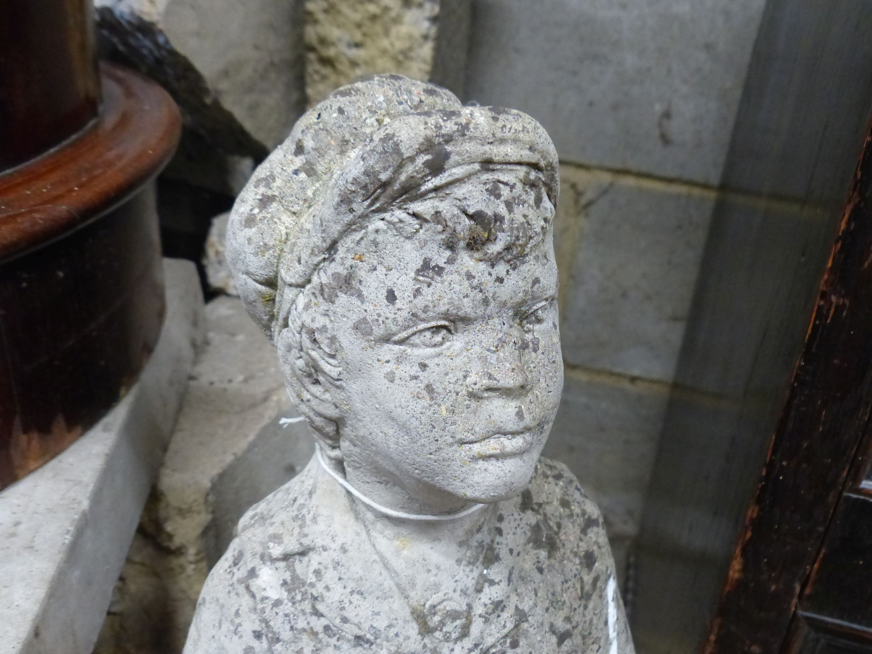 A reconstituted stone garden ornament of a boy with dog, height 69cm - Image 6 of 6
