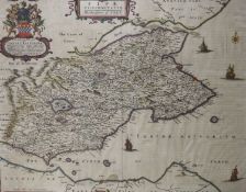 Johannes Blaeu, coloured engraving, Map of Fife, 'Fifae vicecomitatus', printed in French verso,