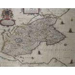 Johannes Blaeu, coloured engraving, Map of Fife, 'Fifae vicecomitatus', printed in French verso,