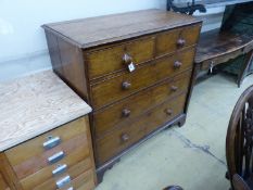 A Georgian oak chest of drawers, width 104cm, depth 52cm, height 107cm