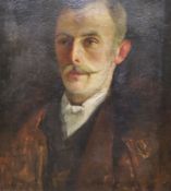 English School c.1890, oil on canvas, Portrait of Mr Churlgh, organist at St Mary's, 48 x 42cm