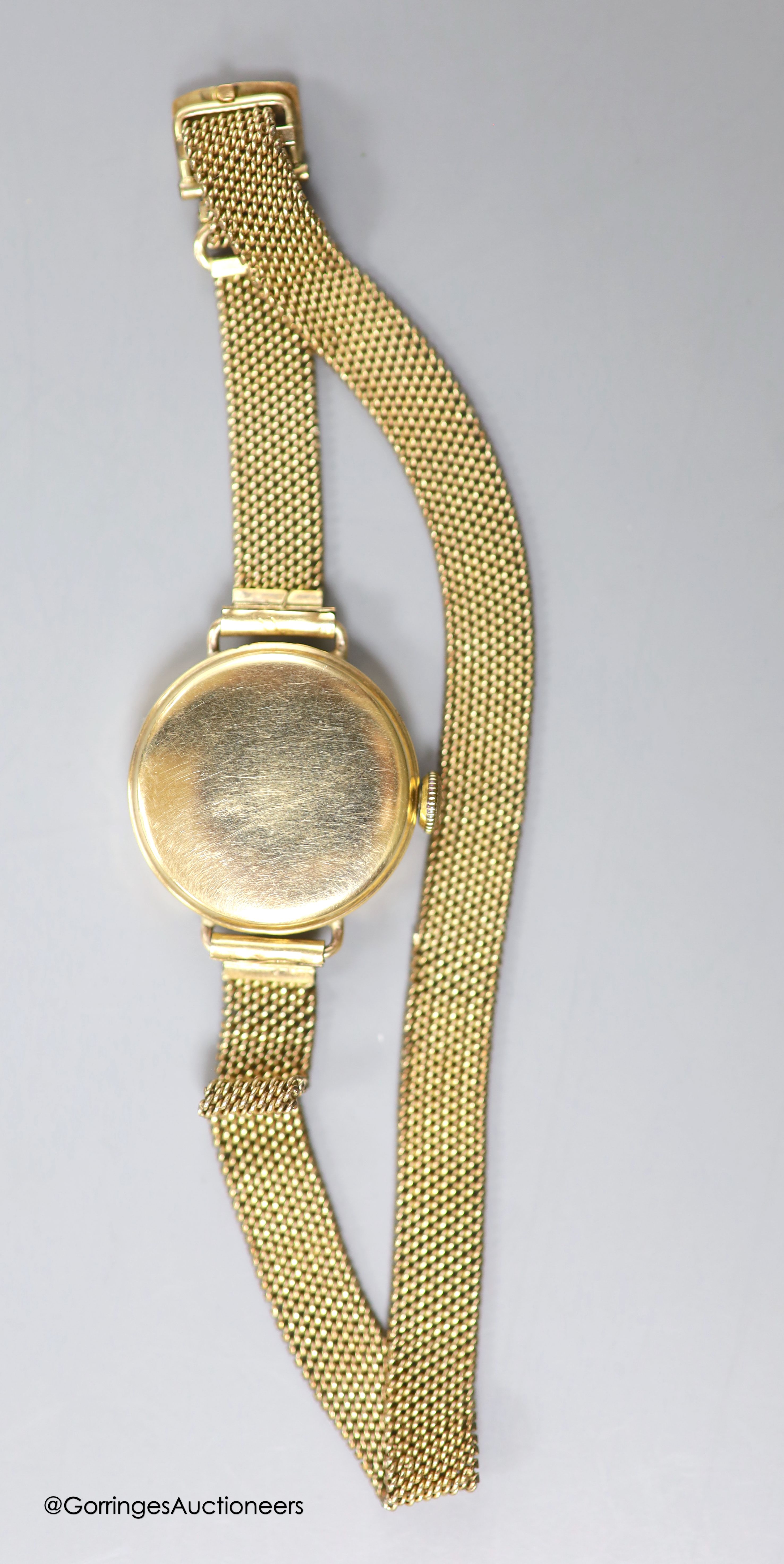 A lady's 9ct gold Vertex manual wind wrist watch, on a rolled gold mesh link bracelet and a similar - Image 6 of 6