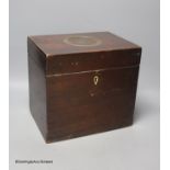 A 19th century mahogany box, labelled for John Manton & Son, Gun Makers to the Royal Family, height