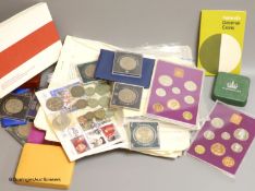 A collection of mostly Royal Mint UK commemorative coins and cover and five UK Brilliant