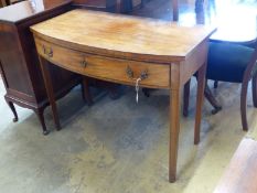 A George III mahogany bow fronted side table, width 102cm, depth 54cm, height 80cm