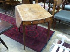 A George III mahogany oval pembroke table(damage), width 74cm