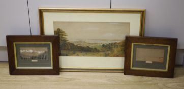 19th century English School, watercolour, 'Natal Bay and Durban from the Berea 1849', 23 x 47cm,